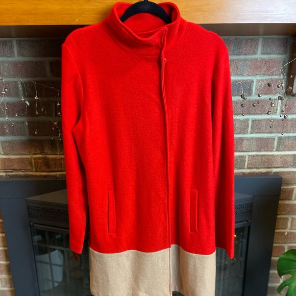 FENN WRIGHT MANSON Red & Tan Wool Coat, Size L - Picture 6 of 7